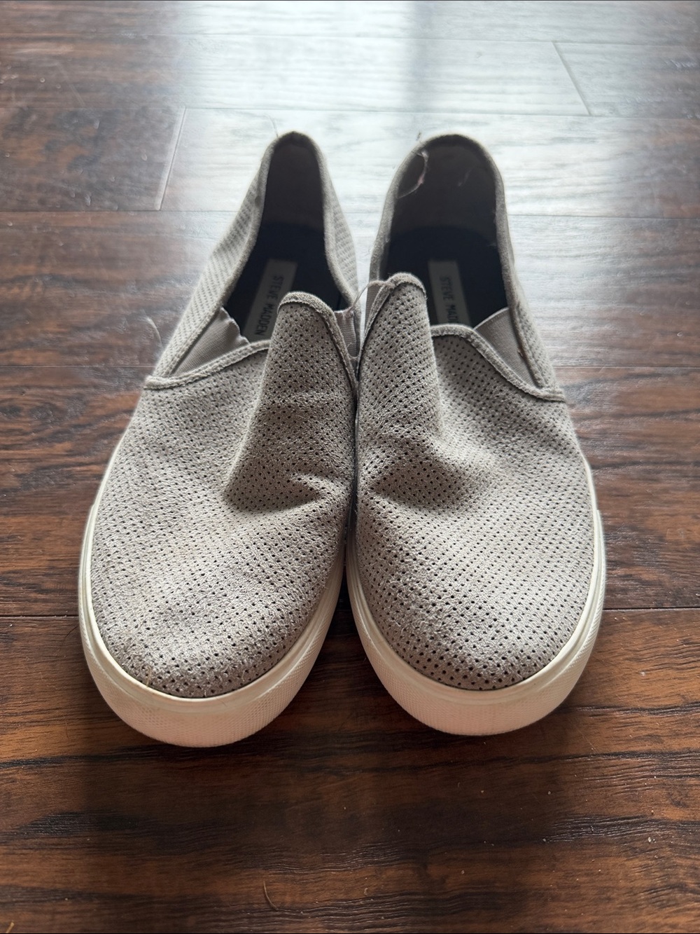 Steve Madden Women’s Perforated Slip-On Flats - Light Gray